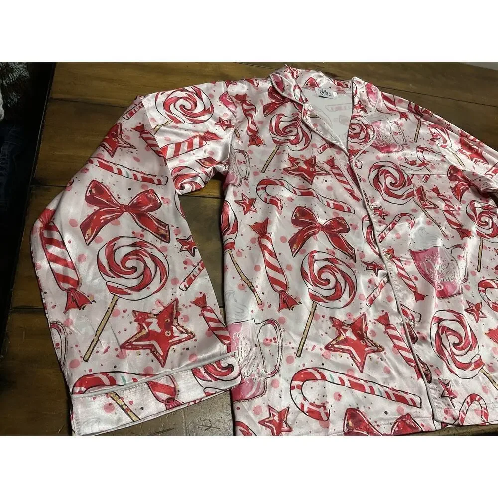Lola And The Boys Girls Pajama Lounge Sweet Winter Top Size Medium NWT
